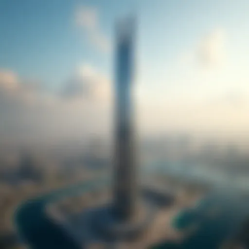 Aerial view of Al Safa Tower showcasing its unique architectural design