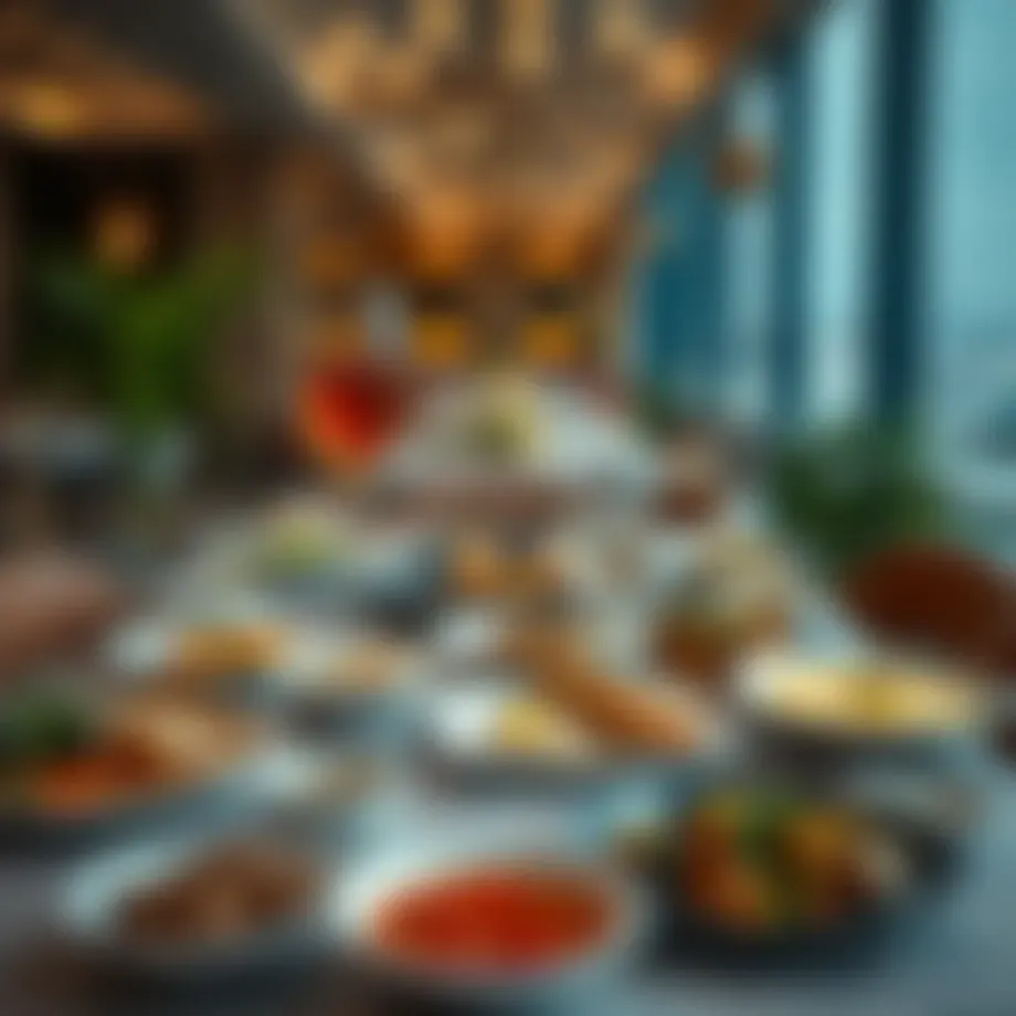 A beautifully arranged dining table showcasing a variety of dishes