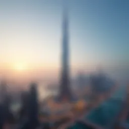 Stunning view of Meera Tower against the Dubai skyline