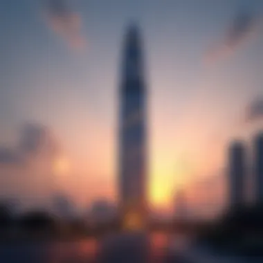 Meera Tower at sunset highlighting its unique structure