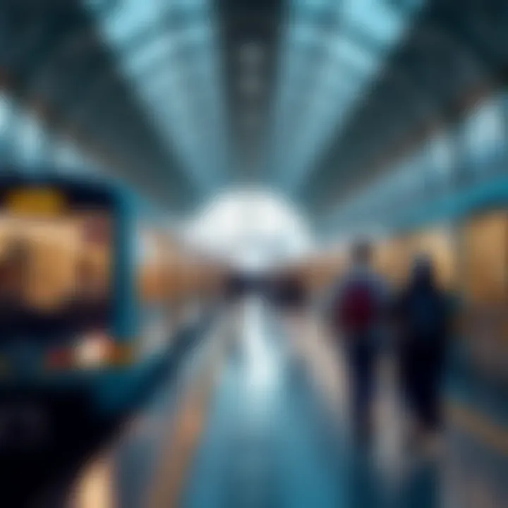 Photograph capturing the vibrant atmosphere of Rashidiya Metro Station during peak hours