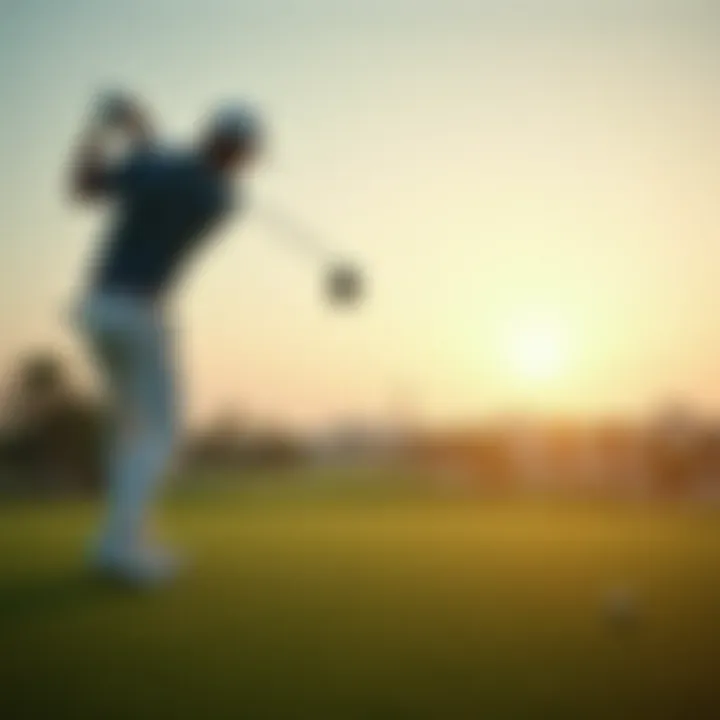 Close-up of a golfer teeing off at the Dubai Golf Estate's premier golf course