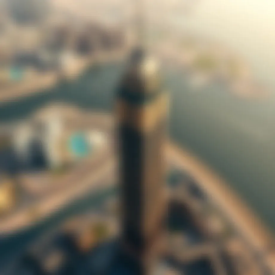 Aerial view of Pinnacle Tower showcasing its impressive height and design