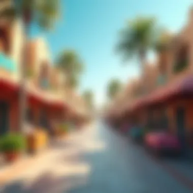 Local Amenities and Market Scene in Um Ramool Local market in Um Ramool featuring shops and amenities