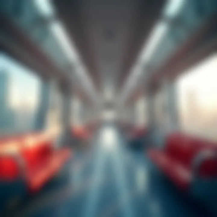 Interior view of a modern metro train in Dubai