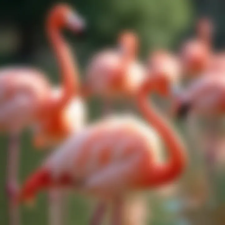 A close-up of flamingos at Ras Al Khor, highlighting the sanctuary's unique wildlife.