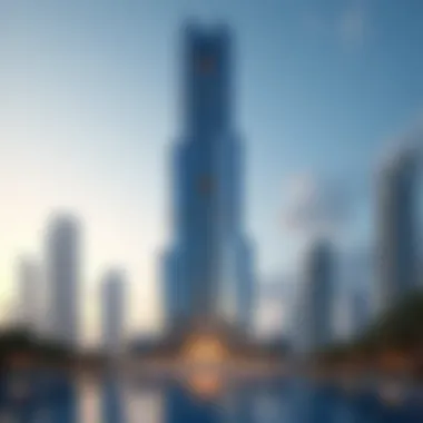 The Majestic Facade of Al Manal Tower Stunning facade of the Al Manal Tower reflecting the Dubai skyline